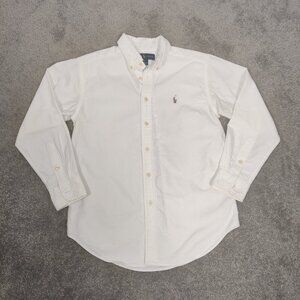 Ralph Lauren Boy's White Button Down Shirt Size 12 100% Cotton